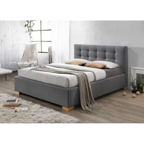 Lit Avec Tête de Lit Capitonnée Coffre Gris Foncé 160x200cm EVA | 3 Suisses
