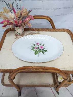 Plat de présentation ovale vintage kg Luneville roses et jasmin - Ressourcerie Histoires Sans Fin